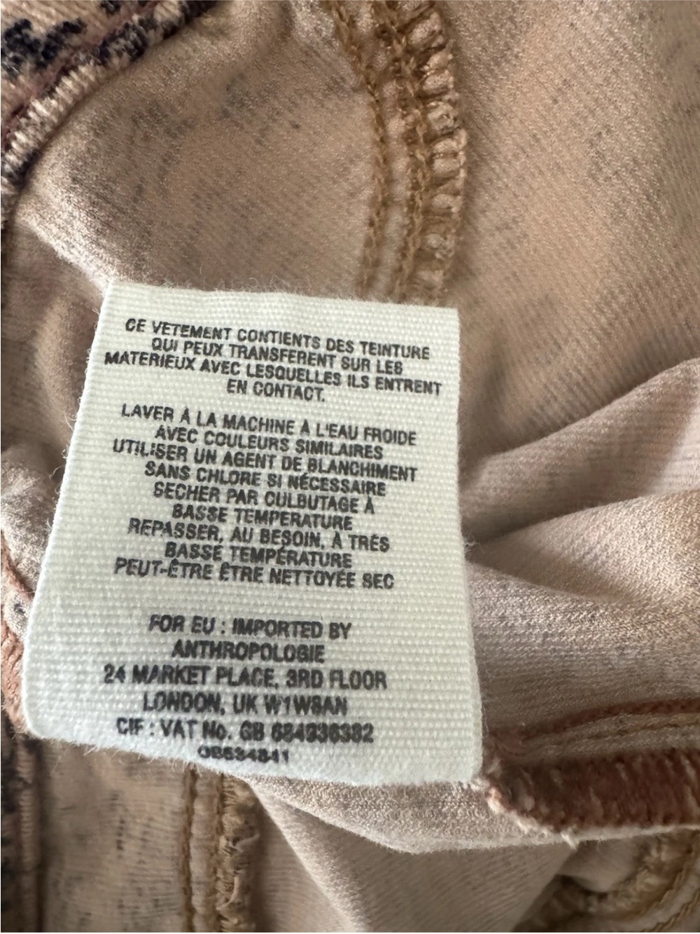 Anthropologie Pilcro Letterpress Serif Corduroy Pants 27 Low Rise Tan Tree Print - Picture 9 of 10